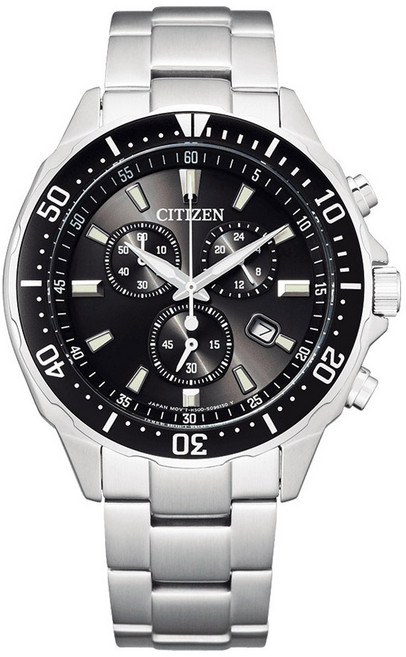 CITIZEN 男款光動能計時三眼金屬腕錶 VO10-6771F