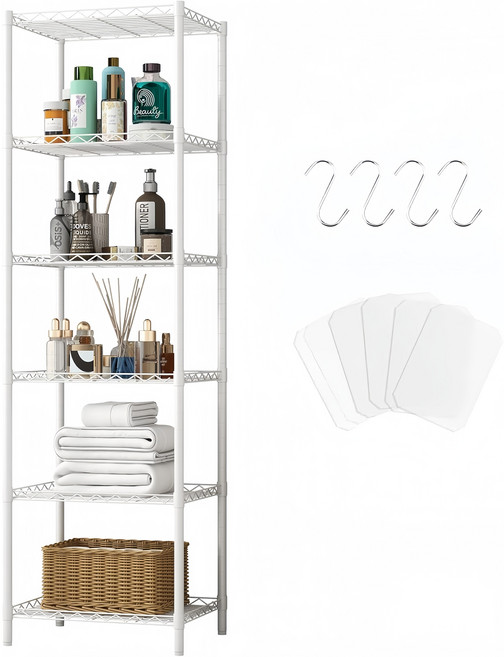 메탈 철제 다용도 수납 선반 모듈 메탈랙 5단 6단-MEFUN, 1개, 6단 화이트