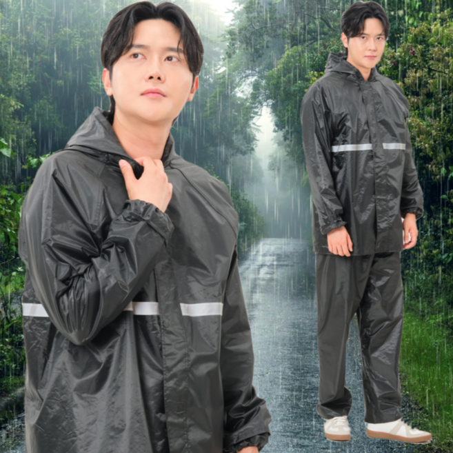 디발라 남자 오토바이 우비 상하세트 배달용