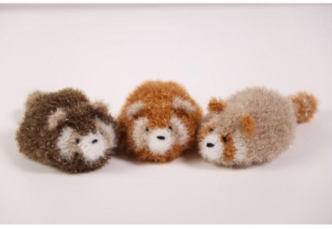 너구리 럽쿤 뜨개 수세미, 베이지, 1개