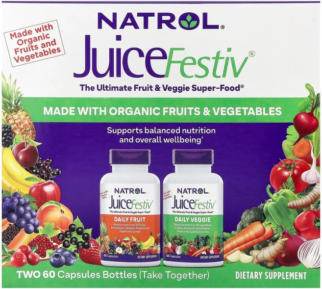 Natrol JuiceFestiv® 2병 캡슐 60정 Natrol (나트롤) - 쿠팡