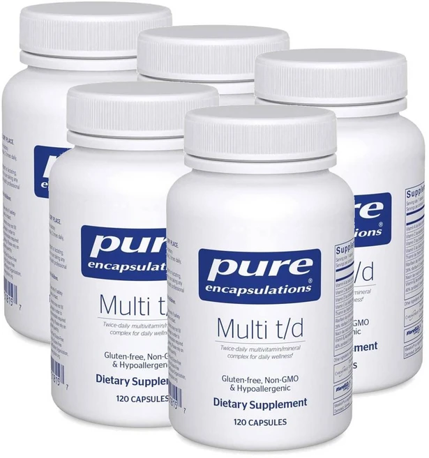퓨어인캡슐레이션 멀티 투퍼데이 멀티비타민 미네랄 캡슐 Pure Encapsulations Multi T/D, 5개, 120정 - 쿠팡