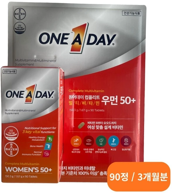 원어데이 멀티비타민 우먼 50플러스 150.3g, 90정, 1개 - 쿠팡