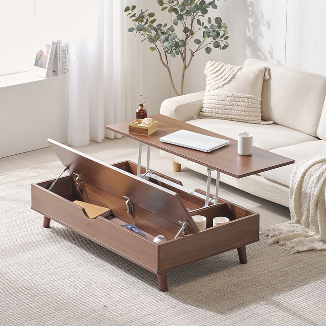 파로마 이즈 리안 1200 와이드 거실 리프트 테이블, 월넛 IJL297