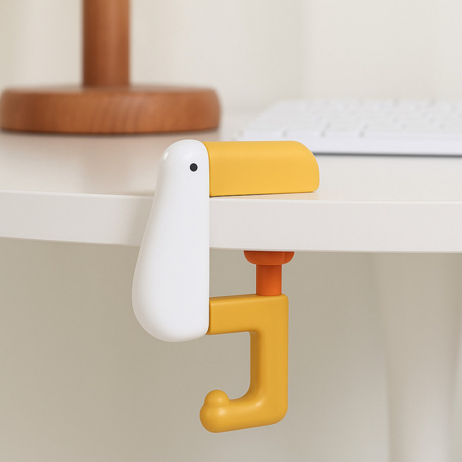 생활해랑 귀여운 오리 책상 가방걸이, 1개, 화이트