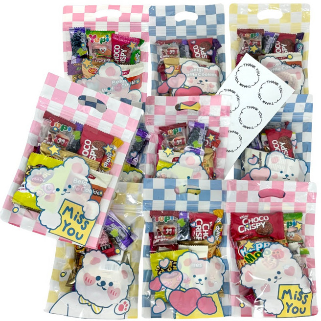 간식꾸러미 구디백 단체 과자선물세트, 1세트, 10봉+라벨스티커