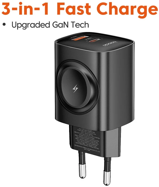 Toocki 3 in 1 고속 충전 Apple Watch 충전기 USB C 슈퍼 충전 GaN PD 20W 전화 EU 충전기 Iphone16 Samsung Huawei Xiaomi, 01 EU Plug, 1개