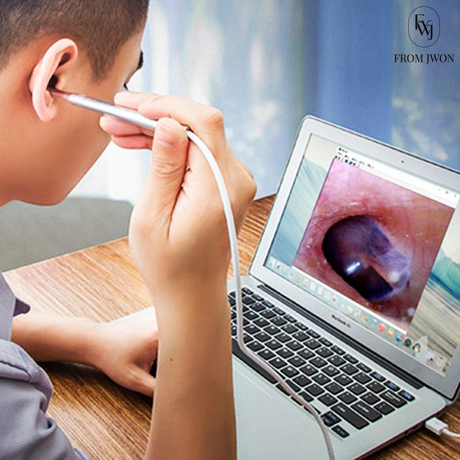 카메라 귀이개 내시경 LED 귀지 청소 클리너 귀 후비개 확대경, 1개