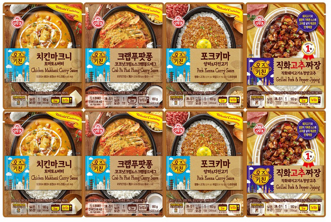 오뚜기 오즈키친 덮밥소스 4종 2개씩(치킨마크니+크랩푸팟퐁+포크키마+직화고추짜장), 1세트, 1.4kg