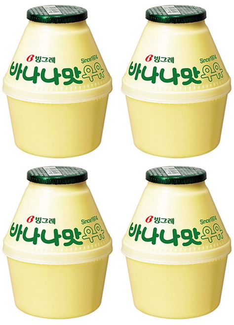 빙그레 바나나맛 우유, 바나나우유, 4개, 240ml