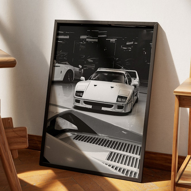 페라리 F40 클래식 럭셔리 자동차포스터 액자, 우드, 1개