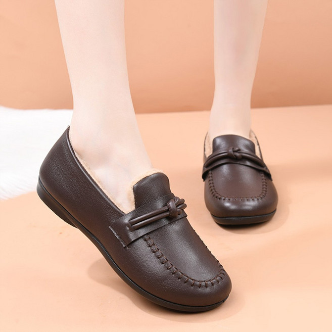 VITALO 컴포트 데일리 털 로퍼 단화 방한 보온 가볍고 따뜻한 겨울 신발