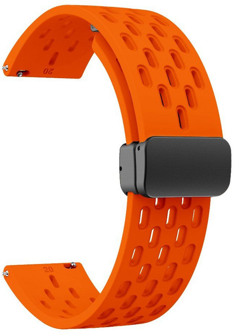 어메이즈핏 티렉스3 스트랩 통기성 메쉬 실리콘 밴드, Amazfit-trex t-rex 프로, 오렌지 메쉬 마그네틱 버클, 1개