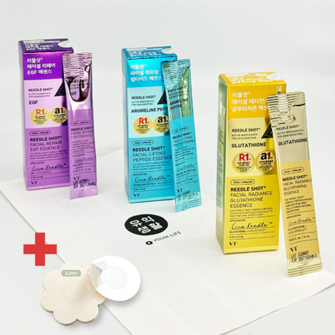 브이티 VT 리들샷 에센스 3종 혼합세트 EGF+펩타이드+글루타치온 보습 탄력 미백 니플패치포함, 1개, 36ml