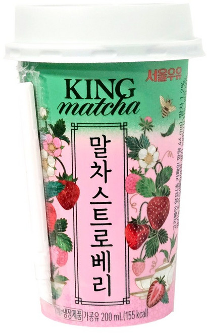 서울우유 킹 말차 스트로베리 딸기말차음료 200ml X 10개