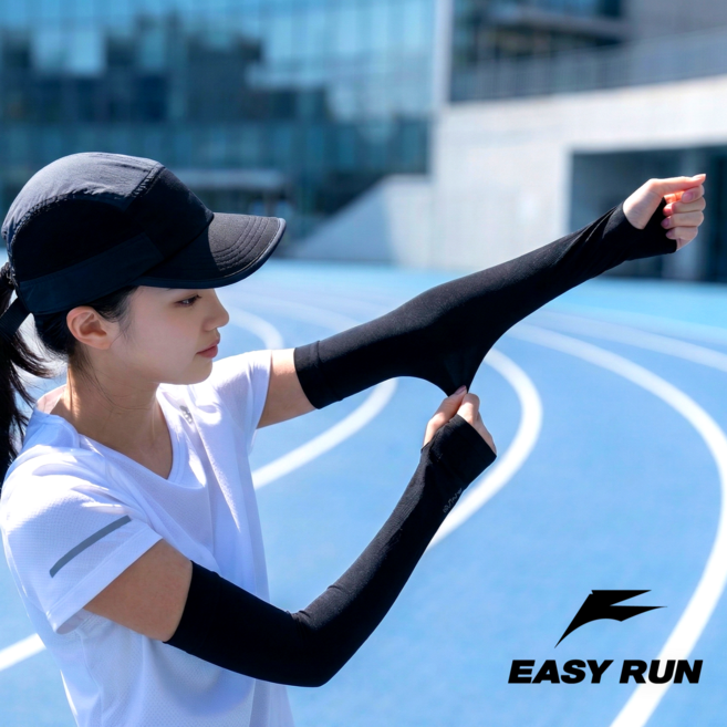 이지런 팔토시 쿨토시 자외선차단 손등 암슬리브 골프 러닝 등산 테니스, 1세트, 블랙(black)