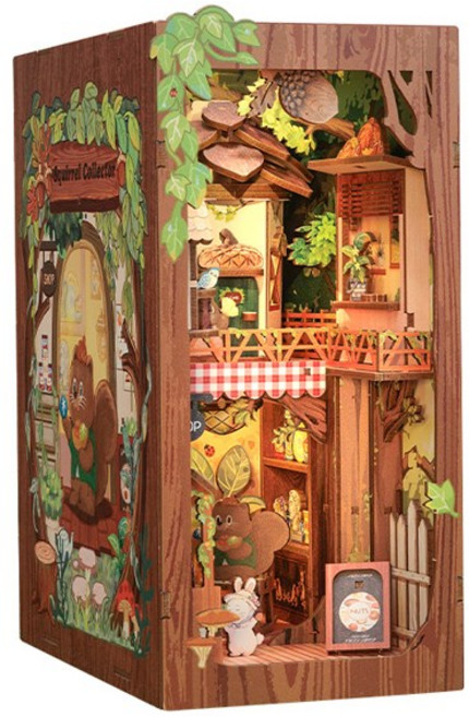 diy 미니어처 하우스 북눅 북엔드 책꽂이 미니어처 다람쥐 수집가, 1개