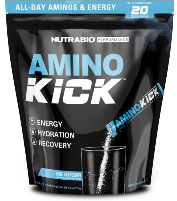 뉴트라바이오 NutraBio – Amino Kick – All in One Performance Formula Energy Hydration Recovery 20 Servi, Blue Raspberry, 1개 - 쿠팡