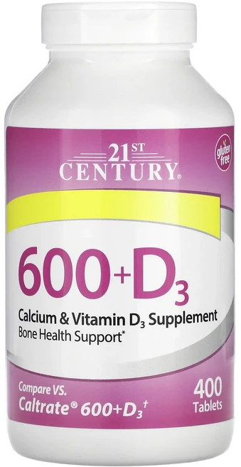 21st Century 600+D3 칼슘 및 비타민D3 보충제 400정, 1개 - 쿠팡