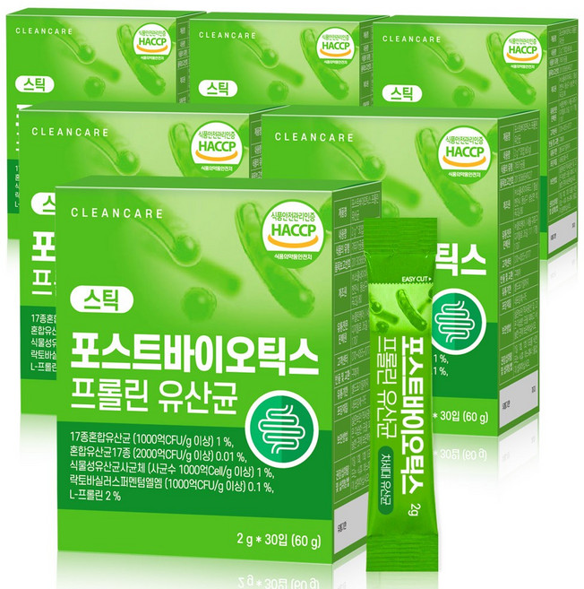 클린케어 포스트바이오틱스 프롤린 유산균, 60g, 6개