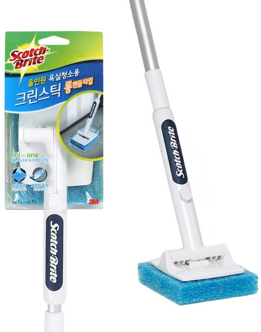 3M 올인원 욕실청소용 크린스틱 롱핸들 1입 + 리필 1입 + 훅걸이1p, 1개, 혼합