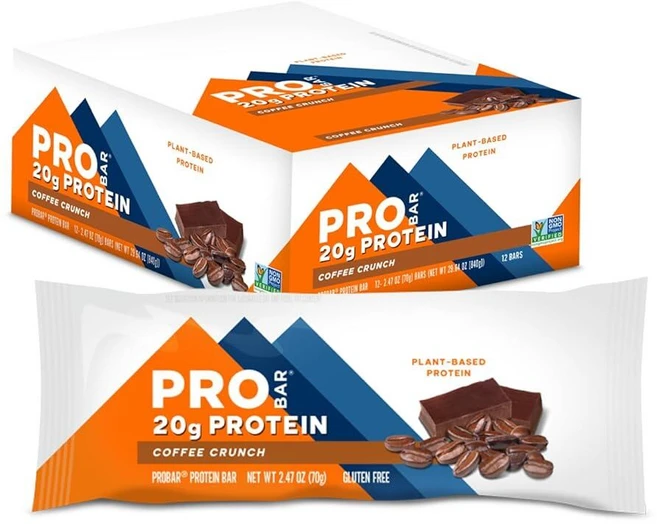 PROBAR - 베이스 단백질 바 커피 크런치 GMO 프리 글루텐 프리 건강 식물 기반 천연 식품 성분 천연 에너지(12개), PROBAR - 베이스 단백질 바, 커피 크런치, GM - 쿠팡