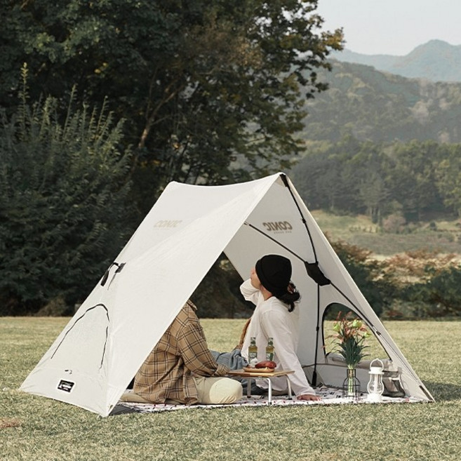 카즈미 그늘막 텐트 피크닉 낚시 공원 나들이, 2인용, 연베이지