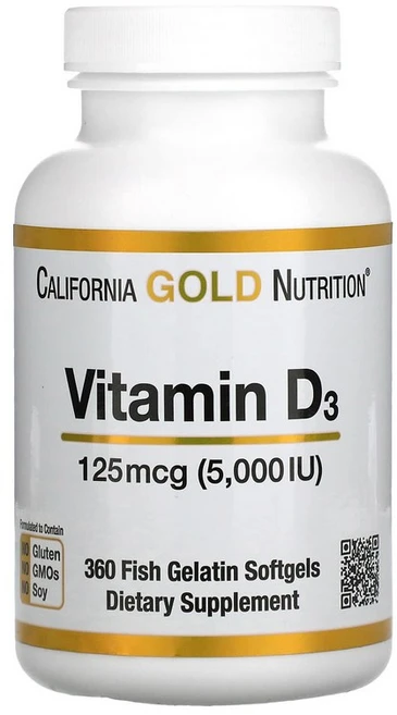 캘리포니아 골드 뉴트리션 비타민d Vitamin D3 5000 IU 360소프트젤, 1개, 360정 - 쿠팡