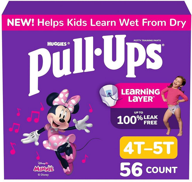 Pull-Ups 여아용 배변 트레이닝 팬츠 사이즈 3T-4T 트레이닝 속옷 (14.5-18.1kg(32-40파운드)) 20개입, 99
