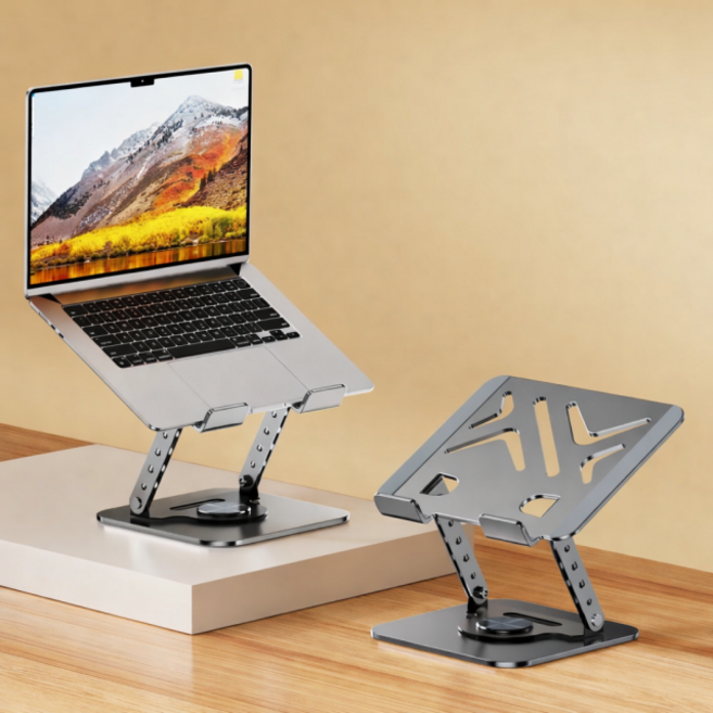 리브온 360도 프리미엄 메탈 노트북 테블릿 거치대 높이조절 접이식 스탠드, 1개, 테블릿용 블랙