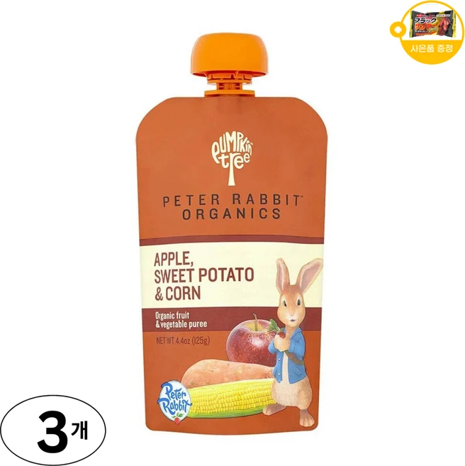 펌킨 트리 피터 래빗 사과 고구마 앤 옥수수 사은품 추가증정, 3개, 125g - 쿠팡
