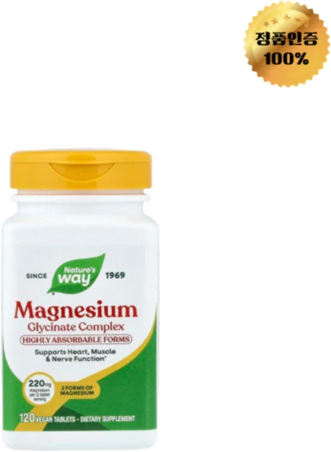 네이처스 웨이 글리신마그네슘 복합체 220mg 비건 정제 120정, 1개 - 쿠팡