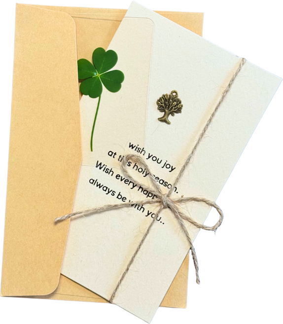 바이빈이 감성편지지+행운의 네잎클로버 세트, 1세트, 화이트[소원나무]