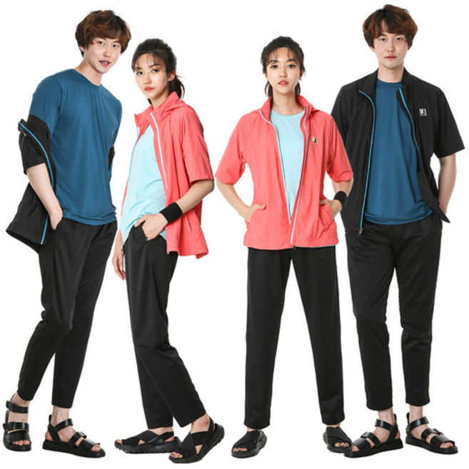 애슬레저룩 남/여 기능성 반팔티셔츠 반팔점퍼 팬츠