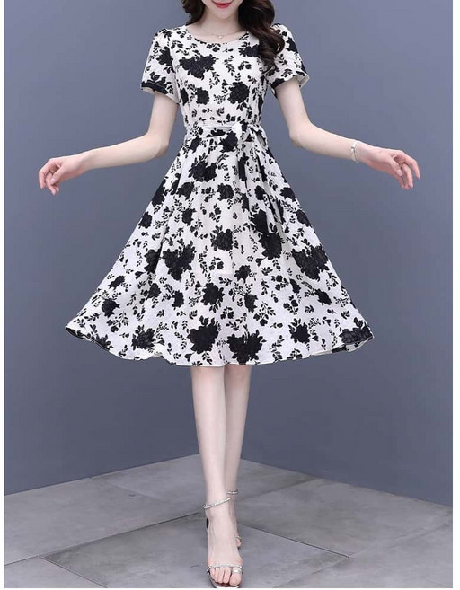 YioYcc 여성 빅사이즈 원피스 바캉스 원피스 롱원피스 우아하고 심플한 질감