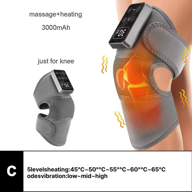 무릎 마사지기 무선 온열 찜질 안마기 관절 어깨 진동 마사지기계, TypeC -only knee+1PC, 1개, 기본 색상