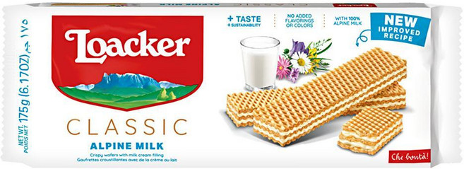 Loacker 로아커 클래식 알파인 밀크, 175g, 4개