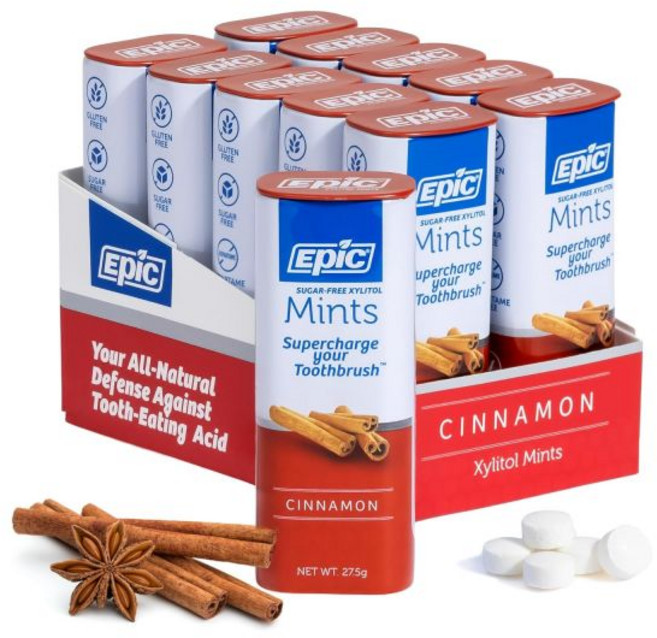 Epic 민트 껌 에픽 100% 자일리톨 아스파탐 무첨가 설탕 계피 맛 180개 2팩