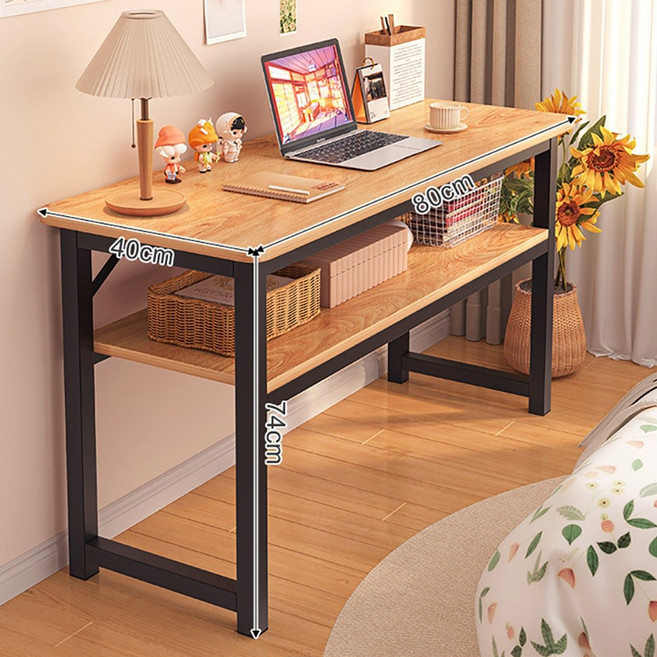 Easy Life 家居館 雙層餐桌 書桌 吧檯桌 收納桌 邊桌, 80X40X74CM, 黑