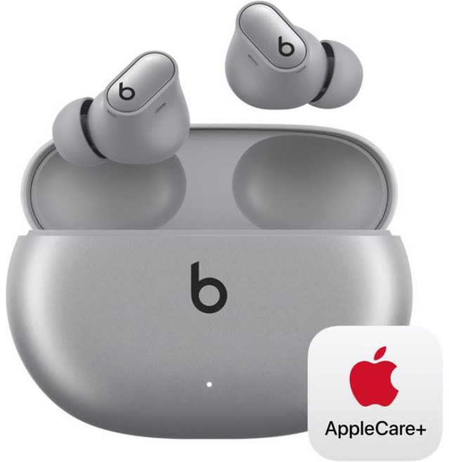 Beats Studio Buds | 진정한 무선 노이즈 캔슬링 이어버드 향상된 Apple 및 Android 호환성 내장 마이크 땀에 강한 블루투스 헤드폰 공간 오디오 블랙골드, Cosmic Silver, Studio Buds +, With AppleCare+ (2 Years), 1개