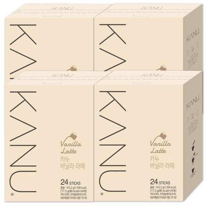 맥심 카누 바닐라 라떼, 17.3g, 4개, 24개입