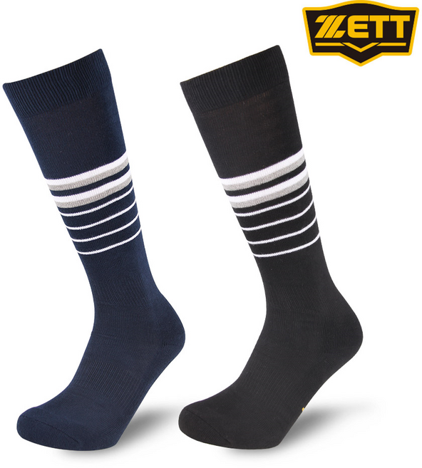 ZETT 제트 야구양말 BSK-200 농군 야구스타킹 성인용(블랙 네이비), 블랙/화이트