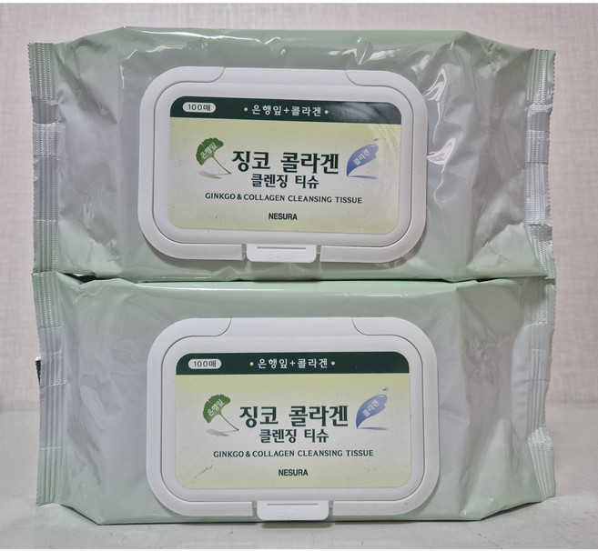 징코 티슈 네슈라 징코 콜라겐 클렌징 티슈 (캡형), 100매입, 2개