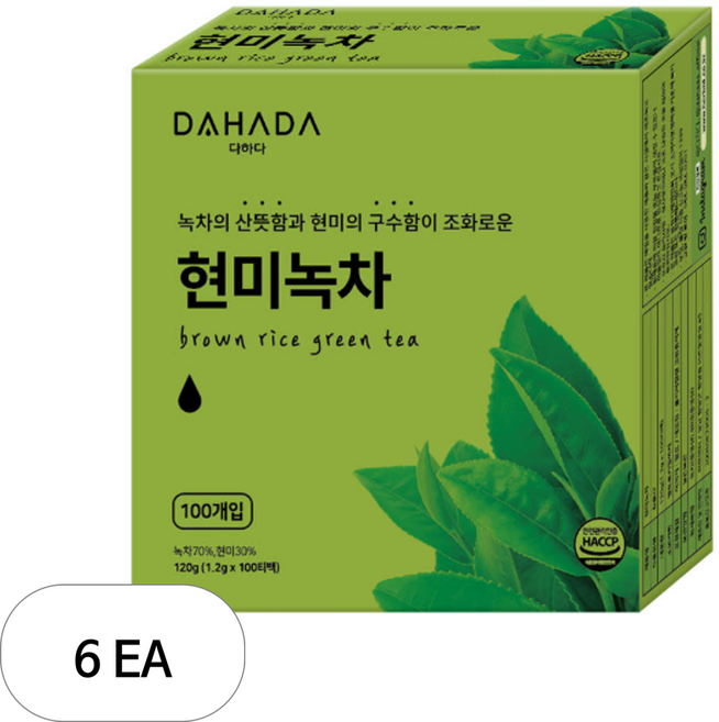 다하다 현미녹차, 1.2g, 100개입, 6개