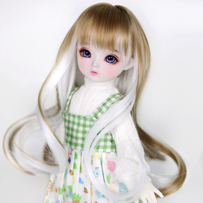 구체관절인형 가발 투톤 웨이브 6-7인치 26cm급용 USD 국내제작, B. 밀크 카푸치노 (가발만,인형미포함), 1개