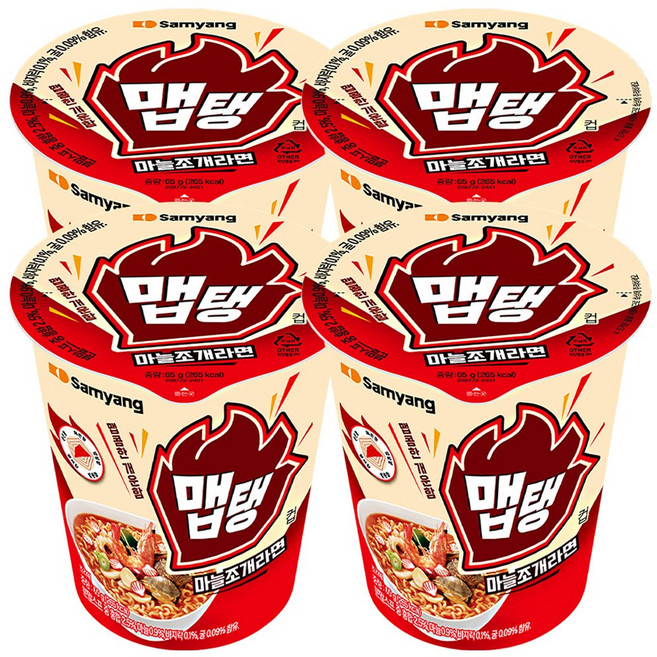 삼양 맵탱 마늘조개라면 65g, 4개