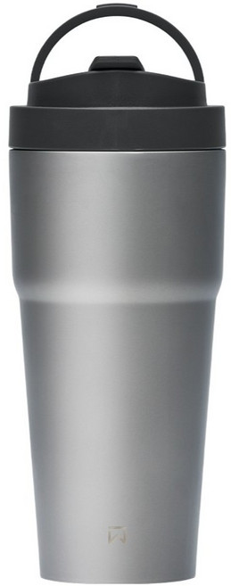 WOKY 沃廚 純鈦渾圓杯 770ml 附Tritan彈跳吸管, 灰墨色+贈陶瓷杯(咖啡色), 1個