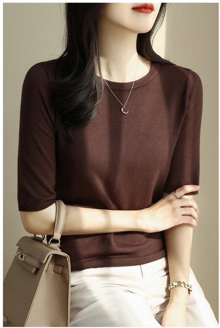 엘엑스 여성 니트반팔 라운드 5부 니트