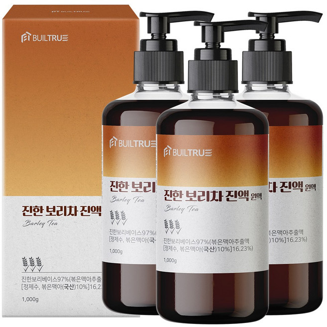 빌트루 진한 보리차 진액 원액 식약처인증 액기스 HACCP 국산 액상, 1kg, 3개