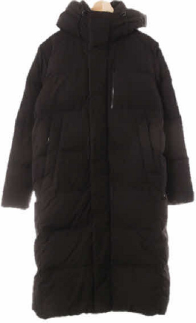 9548 폴햄 블랙 덕다운 소매배색라인하이넥롱패딩 [95]